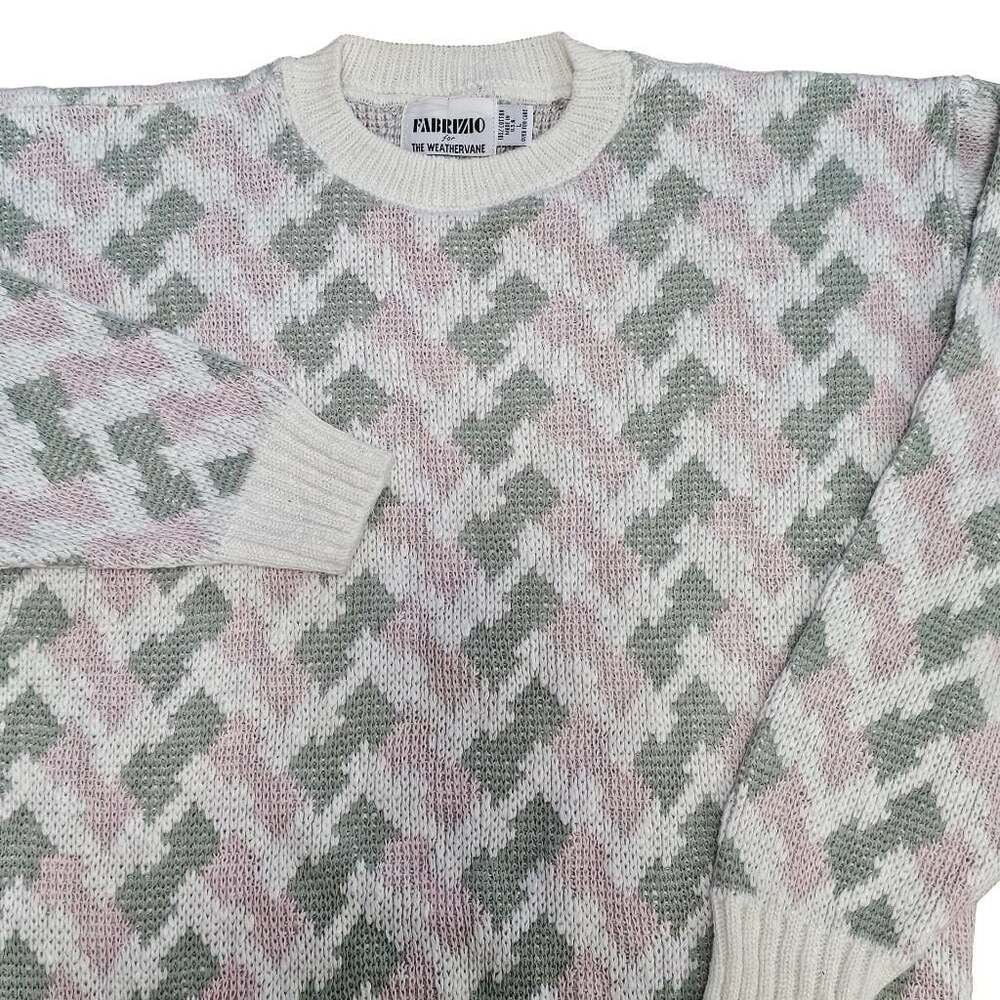 Vintage Fabrizio for The Weathervane Pastel Abstract Cotton Sweater Made in USA